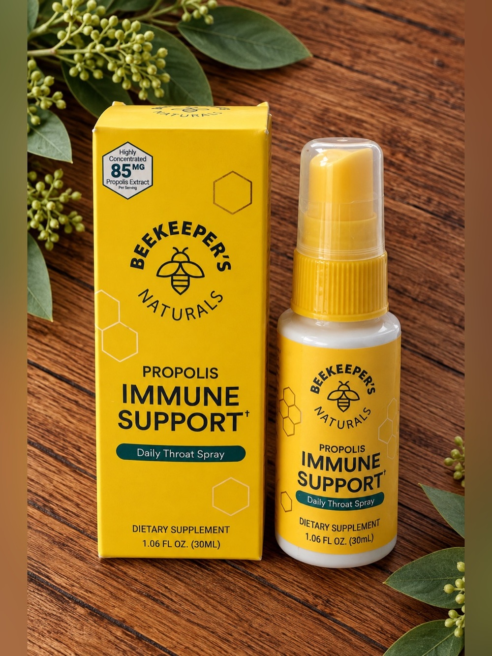 3 Beekeepers Naturals DAILY THROAT SPRAY 1.06oz Propolis Immune Support